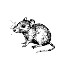 Elegant Hand-Drawn Sketch, A Vintage-Style Illustration of Rat Showcasing Bold Lines and Organic Details with Transparent Background 