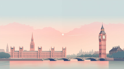 Fototapeta premium Illustration de la ville de Londres au Royaume Uni. Carte postale. Illustration vectorielle. Voyage, vacances, visiter, pays. Pour conception et création graphique.