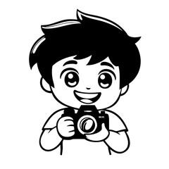 Cartoon Style Monochrome Person, Minimalist Line Art, No Background