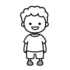 Minimalist Line Art, Monochrome Cartoon Person, No Background