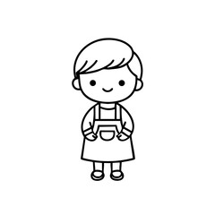 Minimalist Line Illustration, Cartoon Person in Monochrome, No Background