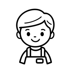 Monochrome Cartoon Person, Minimalist Line Drawing, Clear Background