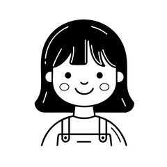 Monochrome Cartoon Person, Minimalist Line Drawing, Clear Background