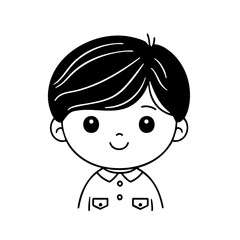 Line Art Cartoon Person, Monochrome Style, No Background