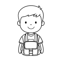 Line Art Cartoon Person, Monochrome Style, No Background