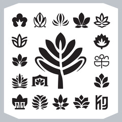 Minimalist Tree Leaf Logotype Icons Stunning Vector Illustrations for Branding