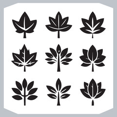 Minimalist Tree Leaf Logotype Icons Stunning Vector Illustrations for Branding