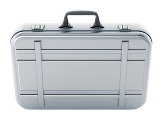 Metal briefcase isolated on transparent background. 3D illustration