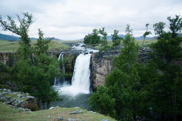 Obraz premium Orkhon waterfall view. Orkhon valley, Mongolia