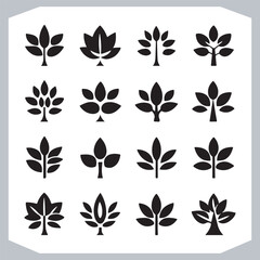 Elegant Tree Leaf Silhouettes Collection Modern Vector Designs for Creative Projects