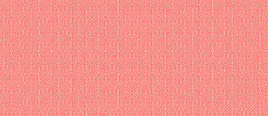 Elegant coral pink geometric pattern. Seamless vector illustration with repeating cubic shapes. Ideal for textile prints, wallpapers, website backgrounds, and modern design projects.