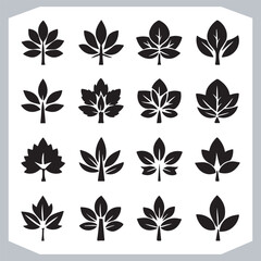 Fototapeta premium Comprehensive Set of Tree Leaf Logotype Icons Vector Illustration Silhouettes for Designers
