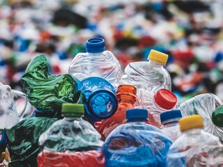 Pile of Discarded Plastic Bottles Highlighting Environmental Impact