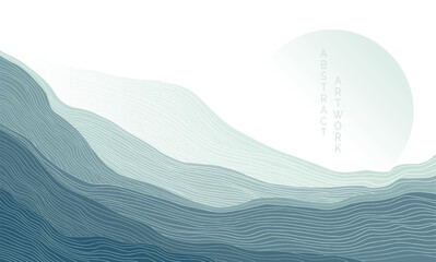 abstract japanese landscape on light background with gradient	
