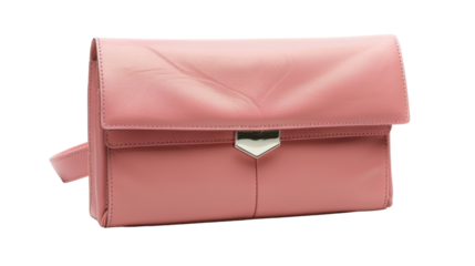 Pink woman clutch bag on transparent background