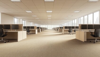 Empty Modern Office Space:  A Serene and Spacious Workspace