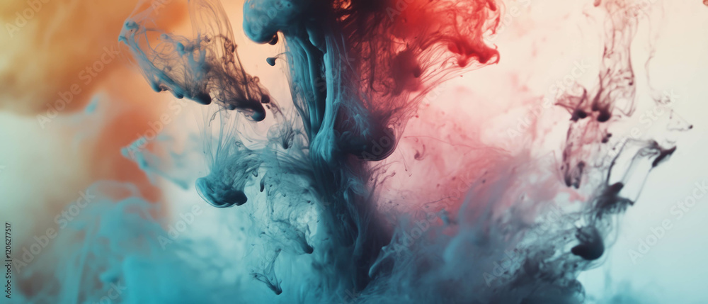 Poster visions of color and fluidity in bleeding ink with blurred edges and dynamic textures