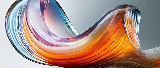 Blown glass artwork featuring smooth curves and vibrant colors in a contemporary design