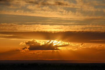 bright sunset in the mountains