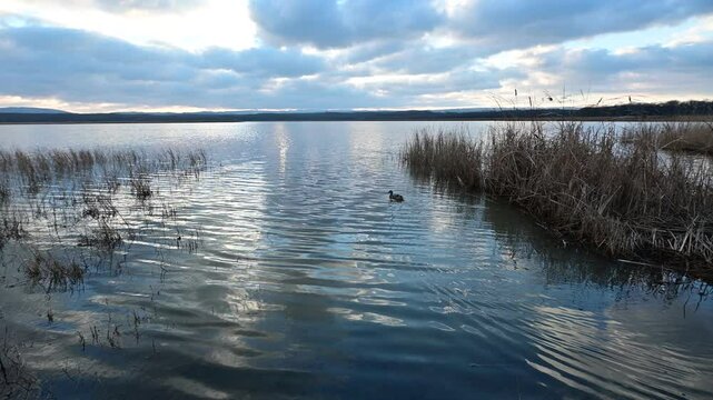 Reflection of cloudd in water. Igneada Lake, TUrkey