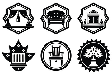 Furniture logo icon set vector art illustration