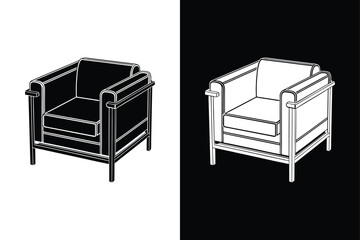 Lc2 chair icon vector on White Background ,Vector Art Illustration on white background.