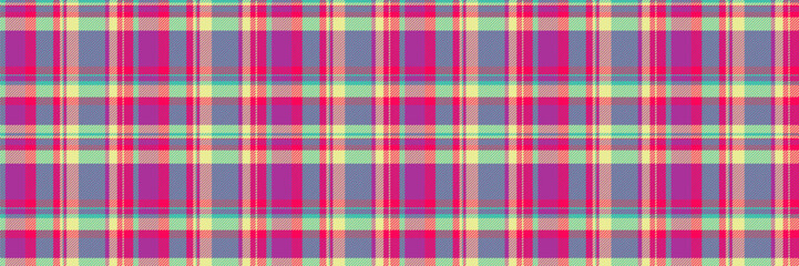 Decorate pattern textile check, direct vector plaid background. Flannel fabric texture tartan seamless in magenta and teal colors.