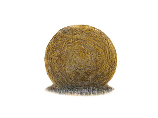 Round hay bale isolated on a white background