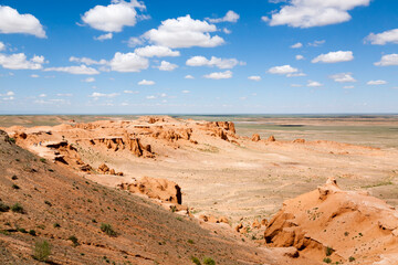 Flaming Cliffs rocks landscape, Mongolia. Gobi desert