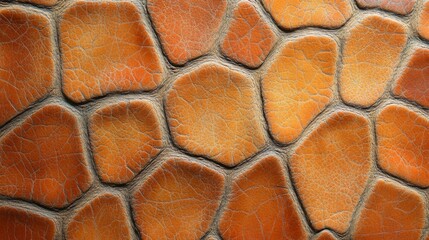 Fototapeta premium An intricate geometric pattern with shades of orange and brown, showcasing a textured, abstract design that resembles a patchwork or mosaic arrangement.