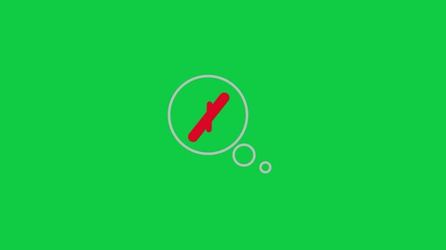 A glowing red no-entry symbol on a green screen, representing restriction, caution, and safety. Perfect for futuristic, business, and creative projects requiring vibrant, bold, and interactive.