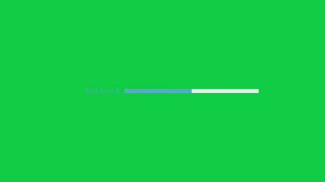A clean loading sequence displayed through a horizontal bar, symbolizing incremental progress towards completion, with a green screen background.