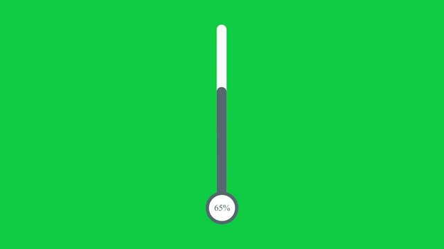 A vertical progress indicator showing a small amount of progress, captured with a simple green screen background.