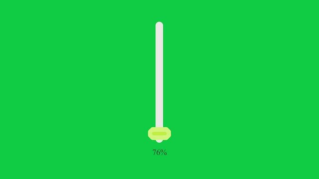 A vertical progress bar representing incremental task completion, symbolizing growth over time, set on a green screen background.