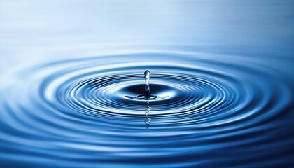 A water droplet falling into the ocean, creating ripples on its blue surface.