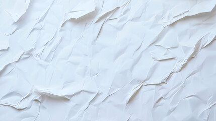 Obraz premium A wrinkled paper background featuring a banner of crumpled white A4-sized paper covering the entire backdrop. Wrinkled white paper.