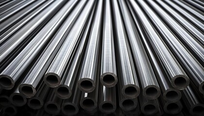  The steel bars are stacked in rows, representing the high quality and strength of the stainless steel. 
