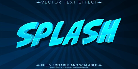 Splash editable text effect, editable water and comic text style