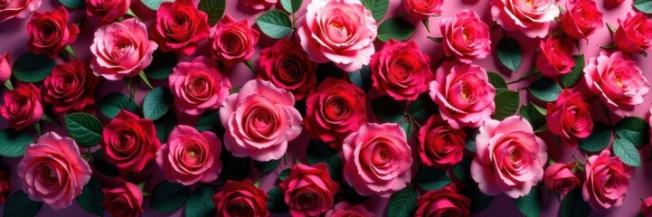 Fototapeta premium Vibrant rose wall, lush blooms, romantic backdrop, vintage, bloom