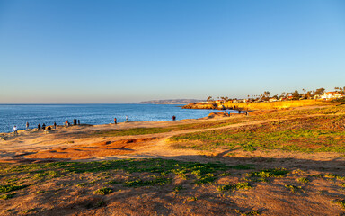 Sunset’s Glow on the Ocean’s Edge in Sunset Cliffs, San Diego, California. 