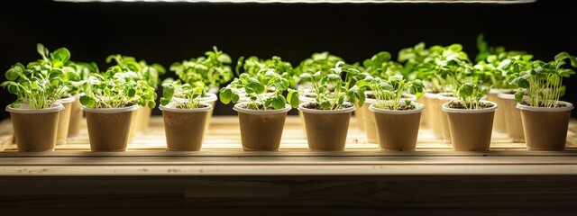 cups with seedlings. Selective focus