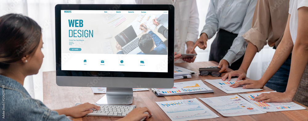 Poster website design software provide brisk template for online retail business and e-commerce