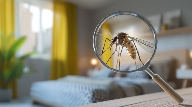 mosquito under a magnifying glass. Selective focus
