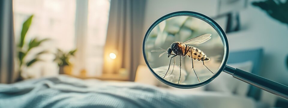 mosquito under a magnifying glass. Selective focus