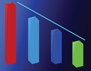 3D bar graph illustration representing business data, statistics, and financial trends, perfect for presentations, infographics, and corporate reports.