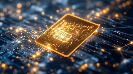 Futuristic Digital Chip:  Innovative Technology Glowing Circuit Board