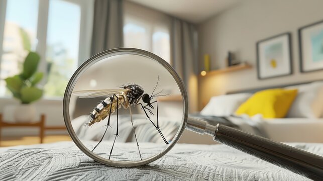 mosquito under a magnifying glass. Selective focus
