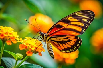 Naklejka premium Monarch Butterfly on Yellow Flower - Vibrant Nature Stock Photo