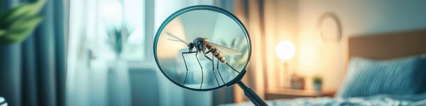 mosquito under a magnifying glass. Selective focus