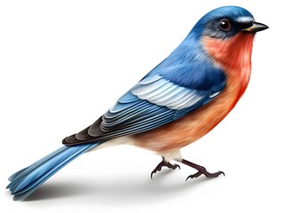 Fototapeta premium Realistic bluebird illustration detailed nature wildlife art of a small songbird png on white background